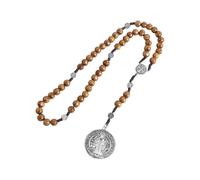 Rxgiasup Chapelet catholique avec pardon crucifix médailles en bois chapelet pour baptême et cérémonie de mesure Cadeau Bijoux spirituels