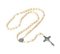 Rxgiasup Chapelet vintage inspiré des perles en bois - Tailles : 8 mm - 10 mm - Pendentif 5,2 cm inclus - Perles marron, One Size, Comme décrit, Comme décrit.