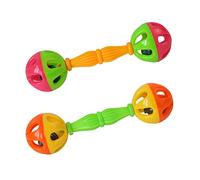 Rxgiasup Lot de 2 jouets à mâcher pour perroquets, balles doubles multicolores avec cloche, jouet interactif pour oiseaux, perruches, calopsittes, mangeoires debout