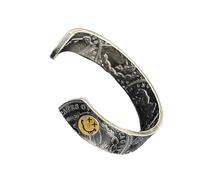 Rxgiasup Manchette artisanale inspirée des Hawks avec visage souriant - Ajustement réglable - Bijoux en alliage - Pièce de monnaie de collection, taille unique, Comme décrit