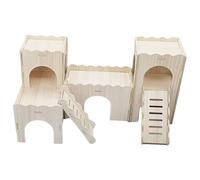 Rxgiasup Petits labyrinthes pour hamsters Maisons en bois Drôles Toboggan Cabanes à double étage avec fenêtre pour hamsters nains et petits rongeurs Cachette pour hamster Maisons de jeu