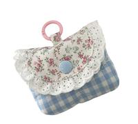 Rxgiasup Sacs à monnaie avec imprimé floral Porte-monnaie Casque Sac de rangement Dentelle Câble de données pour femmes et filles Impression florale Changement Casque Dentelle, Blue Grid