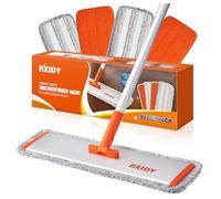 RXIDY Balai Serpillère Professionnel Balais Nettoyer Sol avec 4 Tampons Lavables Réutilisables Serpillere Balai pour Le Bois Dur, Le Stratifié, Le Bois
