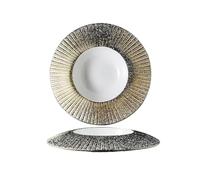 RXJMKCZ Assiette en céramique créative en forme de chapeau de paille, assiette creuse à pâtes occidentales for Steak et vaisselle de Restaurant à domicile moderne, 1 pièce(B3-28cm)