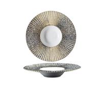 RXJMKCZ Assiette en céramique créative en forme de chapeau de paille, assiette creuse à pâtes occidentales for Steak et vaisselle de Restaurant à domicile moderne, 1 pièce(B2-28cm)