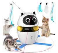 RXJMKCZ Jouet interactif d'intérieur for Chat, Balle et Plume, Exercice de Chasse Automatique, Jouet de Chargement USB(New White)