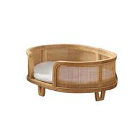 RXJMKCZ Lit for Chat de Style Princesse et Maison for Chien surélevée, Meubles for Animaux de Compagnie tissés Vintage à Base en Bois Massif, Confortable et Respirant for Les Chats(S)