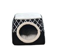RXJMKCZ Maison de Couchage fermée for Animaux de Compagnie, lit for Chat Toutes Saisons et chenil for Petit Chien, Villa for Animaux de Compagnie nid de Chiot Chaud d'hiver(Black,35x33x30cm)
