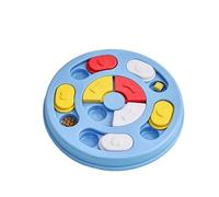 RXJMKCZ Puzzle for Chat, Jouet à Alimentation Lente, Distributeur de Nourriture interactif à Plateau tournant for l'entraînement et Le Jeu des Chats d'intérieur(Circular Blue Red)