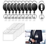 RXKFIGX 10 Cordon Porte-clés Retractable Cartes D'identité avec Porte-clés Clip Porte Clef Retractable avec Clip Porte Badge Enrouleur Pour Porte Clés Porte Badge de Carte D'Identité