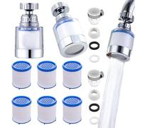 RXKFIGX 2 Pièces Filtre Robinet Anti Calcaire Rotatif À 360°avec 6 Eléments Filtrants en Coton PP pour L'extension de Robinet Purificateur d'eau de Robinet de Cuisine et Salle de Bains