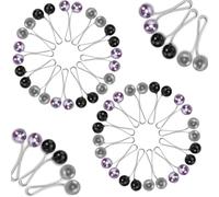 RXKFIGX 24 pcs Hijab Clip Tricolore Musulman CLIP PERLE Femmes Muslim Broche U-Shape Écharpe (noir, blanc, violet)