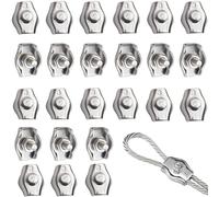RXKFIGX 24 Pièces Pince Câble en Acier Inoxydable de Câble Métallique Pinces pour Filin Cadre de Câble Pince en Acier Serre Cable Acier Pince Câble Métallique Suspendues Patio Fixe Serre Cable INOX