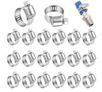 RXKFIGX 25 Pcs Collier de Serrage inox, Colliers de Serrage Métalliques 13-19mm, Réglable Collier de Serrage en Acier Inoxydable 304 pour Tuyau D'eau Plomberie Automobile et Mécanique