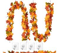 RXKFIGX 2PCS Guirlande de Feuilles D'érable Artificielles,178cm Guirlande Feuilles Automne Décoration Automne,Guirlande Automne,Mariage, Décoration de Cheminée d'halloween, Livré avec 4 Crochets