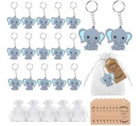 RXKFIGX 30 Pièces Porte-clés éléphant + sac d'organza + pendentif en Papier Praft Pendentifs Animaux Merci Cadeaux pour Boy Girl Kid Birthday Party Supply pour Cadeaux d'invités Baptême