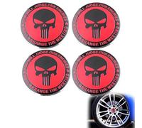 RXKFIGX 4 Pcs Cache-Moyeux Le Crâne Voiture Universel Autocollant 3D Silicone Compatible avec 56 mm Auto Capuchons pour Centre De Roue