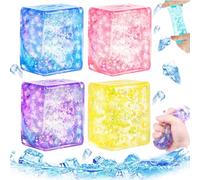 RXKFIGX 4 PCS Cube Balle Stress,Glaçon Fidget Toys, Balle Anti-Stress,Cube Anti Stress,Soulagement de l'anxiété et de la colère,Jouets à Presser de Glaçons pour Enfant et Adulte