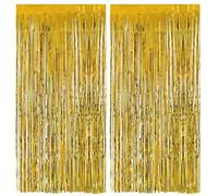 RXKFIGX 4 Pièces 1x2m Rideau Métallique Tinsel Or Champagne,Rideau Anniversaire,Rideaux à Franges en Aluminium Champagne Porte Fenêtre Décoration pour Décoration Fête Anniversaire Toile de Fond
