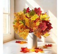 RXKFIGX 4 Pièces Feuilles d'automne Branches intempéries Plantes décoratives,Feuilles D'Érable Artificielles Mélangées De Quatre Couleurs Decoration Automne Interieur pour Balcon Jardin Table Maison