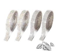 RXKFIGX 4 Rouleaux Diamant Cristal Auto-Adhésif Autocollant Décoration Ruban de Strass Autocollant Auto-adhésif Ruban adhésif en Cristal de Diamant Rouleau de Cristal d'Autocollants