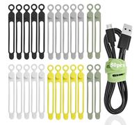 RXKFIGX 50 Pièces Silicone Cable Ties Cable Tie Réutilisable Attache Cable Silicone Cord Organizer en silicone Attache Cordon Sangle Organisateur pour Cordes et Gestion des Câbles