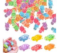 RXKFIGX 60 Pcs Mini Tortue Lumineuse en Résine Mini Figurines Tortues Lumineuses en Résine Décoratives Petites Tortues pour Décoration de Jardin, Paysage, Aquarium, Maison de Poupée (6 Couleurs)