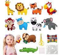RXKFIGX Kit de Couture Pour Enfants à Partir de 6 ans Animaux en feutre Kit de couture pour Débutants Filles et Garçons Kit de Bricolage Créatif pour Enfants avec fil à Broder coloré Aiguilles en