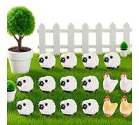 RXKFIGX Lot de 20 mini figurines de mouton, 4 figurines miniatures de poules, mignonnes décoratives, en résine étanche, pour paysage mousse, décoration de jardin féérique, amateurs de mouton