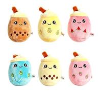 RXKFIGX Lot de 6 Porte-Clés Bubble Tea Porte-clés en Peluche peluche Boba Tea oreiller tasse de thé jouet pour enfants oreiller en peluche Bubble Tea Milk Tea pour enfants filles adultes