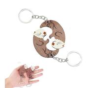 RXKFIGX Porte-clés loutre 2 Pièces Porte-clés loutre en bois Porte-clés loutre Porte-clés animal Porte-clés couple Cadeau couple (Marron) Cadeaux pour Partenaire Couple Amitié