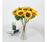 RXKFIGX Tournesol Artificiel 8 Bouquets Tournesols Fleurs Soie Tournesols Décoratifs Faux avec Tige Unique Soie Faux Tournesol Décor Fausses Fleurs pour Maison Mariage Party Décoration Extérieur