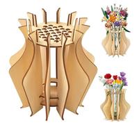 RXKFIGX Vase pour Lego Fleurs Support en Bois pour Bouquet de Fleurs Lego kit de Construction de vases en Bois pour Bouquet de Legos,Tournesol,Tulipes, Narcisses,Lotus（Grand）