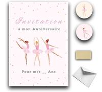 RXLITE KIT créatif Invitations Anniversaire à gratter thème DANSEUSES :10 Cartes Stickers Dorés Enveloppes Blanches