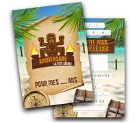 RXLITE KIT créatif Invitations Anniversaire à gratter thème KOH LANTA :10 Cartes Stickers Dorés Enveloppes Blanches