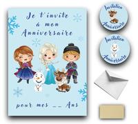 RXLITE KIT créatif Invitations Anniversaire à gratter thème REINE DES NEIGES :10 Cartes Stickers Dorés Enveloppes Blanches