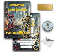 RXLITE Kit créatif premium KIT D’INVITATION ROBOTS - LOT COMPLET DE CARTES, STICKERS À GRATTER, ENVELOPPES ET DESIGN FUTURISTE POUR UNE FÊTE D’ANNIVERSAIRE MAGNIFIQUEMENT LUDIQUE
