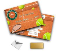 RXLITE kit PREMIUM ludique et participatif Invitations Anniversaire Thème Tennis : Lot de 10 Cartes à Gratter avec Stickers, Enveloppes Blanches et Autocollants Dorés pour une Fête Sportive