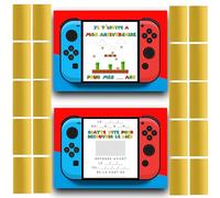 RXLITE NOUVEAUTE 2024 Kit créatif participatif de 20 Cartes d'invitation premium anniversaire à gratter thème Nintendo Mario Bros en français et 20 autocollants magiques dorés à gratter