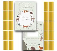 RXLITE NOUVEAUTE 2024 Kit créatif participatif premium de 20 Cartes d'invitation anniversaire à gratter thème Foret en français et 20 autocollants dorés à gratter pour une fête inoubliable
