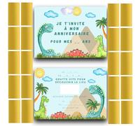 RXLITE NOUVEAUTE 2024 Kit créatif participatif premium de 20 Cartes d'invitation anniversaire à gratter thème dinosaure jurassic français et 20 autocollants dorés à gratter pour une fête inoubliable