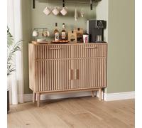 RXMORI Commode avec 2 tiroirs et 2 portes, 100 x 35 x 80 cm, armoire de cuisine, commode de rangement, armoire d'appoint, commode étroite pour salon (couleur bois naturel D, 100 x 35 x 80 cm)