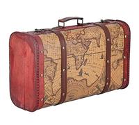 RXMORI Valise Vintage Portable en Bois Composite avec Motif de Carte, Coffre de Rangement Vintage, Boîtes de Rangement Décoratives, Valise Carte du Vieux Monde, Coffre en Bois pour la Décoration de la
