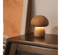 RXMORI Veilleuse en Bois en Forme de Champignon pour Chambre à Coucher, Mini Lampe de Chevet Mignonne, Lampe de Table Rechargeable par USB, Lampe de Bureau Décorative en Forme de Champignon(Beige D)