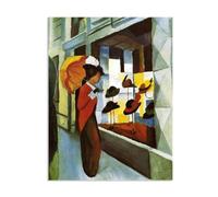 RXNHGJDS August Macke Impression sur Toile Boutique de modiste Art Mural CéLèBre Reproductions de Tableaux Poster Abstraite DéCoration Moderne Salon90x70cm(35x28in) Encadré
