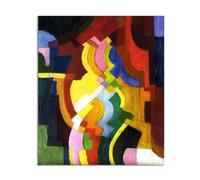 RXNHGJDS August Macke Impression sur Toile Formes colorées III Art Mural CéLèBre Reproductions de Tableaux Poster Abstraite DéCoration Moderne Salon105x80cm(41x31in) Encadré