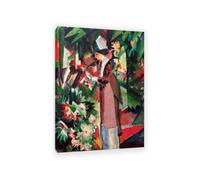 RXNHGJDS August Macke Impression sur Toile Marcher dans des fleurs Art Mural CéLèBre Reproductions de Tableaux Poster Abstraite DéCoration Moderne Salon100x70cm(33x28in) Encadré