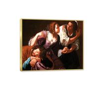 RXNHGJDS Impression sur Toile Artemisia Gentileschi Samson et Delilah affiche portrait reproductions de tableaux sur toile pour la décoration de la maison50x40cm(20x16in) Cadre doré