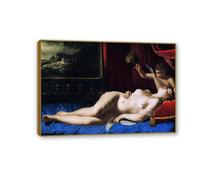 RXNHGJDS Impression sur Toile Artemisia Gentileschi Vénus et Cupidon affiche portrait reproductions de tableaux sur toile pour la décoration de la maison42x30cm(17x12in) Cadre en teck