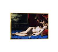 RXNHGJDS Impression sur Toile Artemisia Gentileschi Vénus et Cupidon affiche portrait reproductions de tableaux sur toile pour la décoration de la maison70x50cm(28x20in) Cadre doré